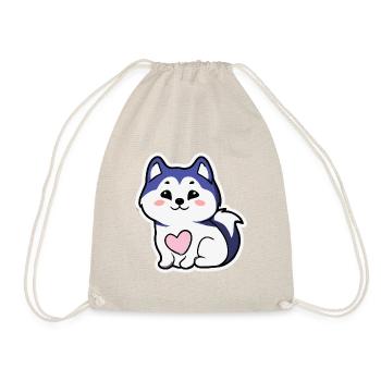 Husky süßes Herz Hund Geschenk Malamute - Turnbeutel - Natur - Vorne