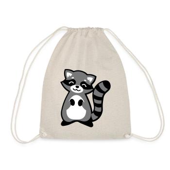 Niedlicher Waschbär Tierkind / Cute raccoon animal - Turnbeutel - Natur - Vorne