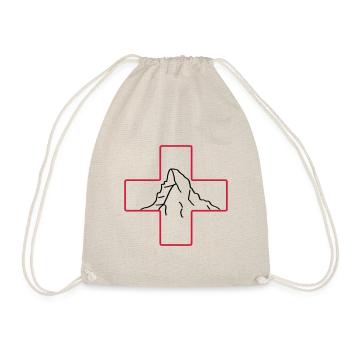 Matterhorn | Swiss flag | Switzerland | hike - Drawstring Bag - nature - Front