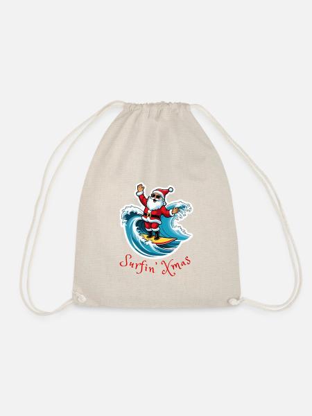 Surfing Santa - Turnbeutel - Natur