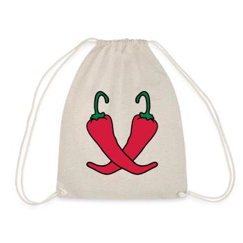 2 chili chilli peppers hot hot - Drawstring Bag - nature - Front