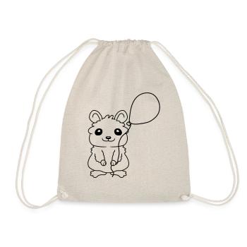 Hamster Luftballon Geschenkidee Comic - Turnbeutel - Natur - Vorne