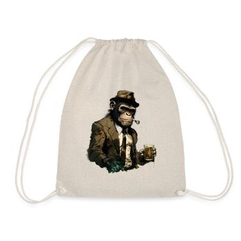 Cooler Gangster Schimpanse mit Bier - Turnbeutel - Natur - Vorne