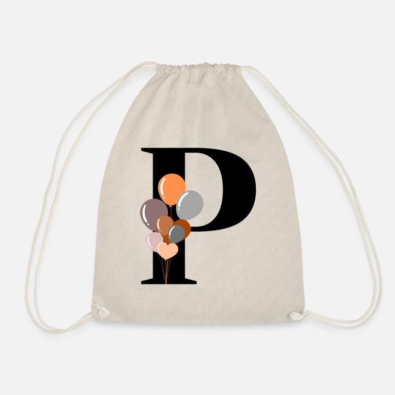 Letter p birthday balloon - Drawstring Bag - nature