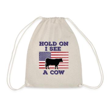 Vache Drapeau Américain Cadeau Original Drôle - Sac de sport léger - nature - Devant