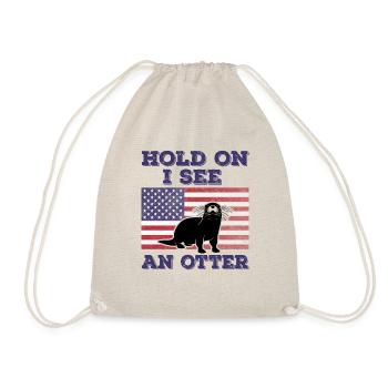 Otter American Flag Funny Original Gift - Drawstring Bag - nature - Front
