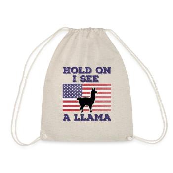 Lama Drapeau Américain Cadeau Original Drôle - Sac de sport léger - nature - Devant