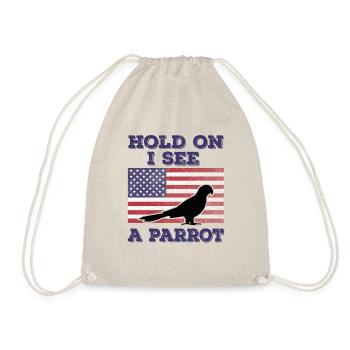 Parrot American Flag Funny Original Gift - Drawstring Bag - nature - Front