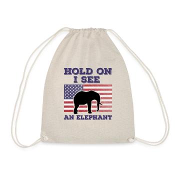 Elephant American Flag Funny Original Gift - Drawstring Bag - nature - Front