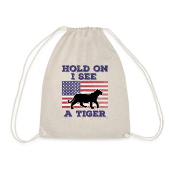 Tiger American Flag Funny Original Gift - Drawstring Bag - nature - Front