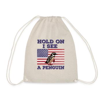 Penguin American Flag Funny Original Gift - Drawstring Bag - nature - Front