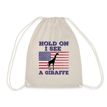 Giraffe American Flag Funny Original Gift - Drawstring Bag - nature - Front