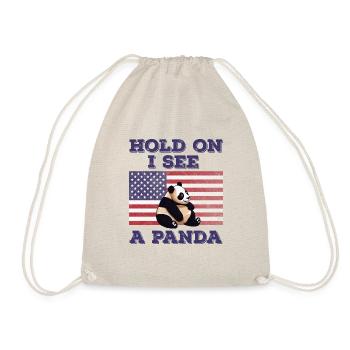 Panda American Flag Funny Original Gift - Drawstring Bag - nature - Front