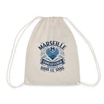 Cadeau Marseillais Humour Cœur Marseille Foot - Sac de sport léger - nature - Devant