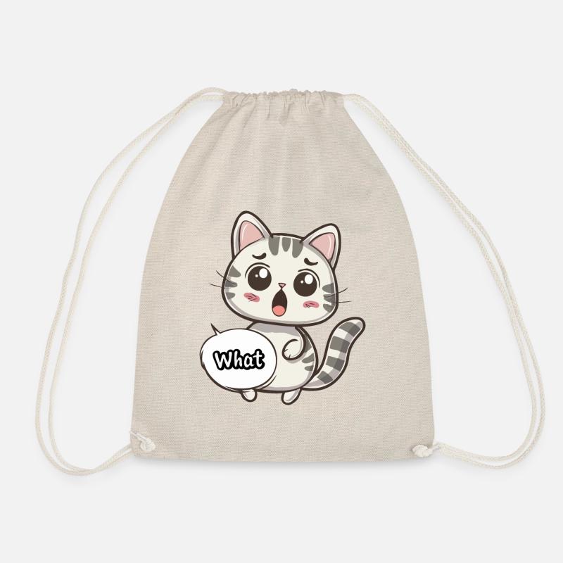 What Cat - Cat with Big Eyes - Drawstring Bag - nature