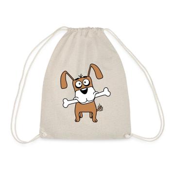 Funny Dog Big Bone Mouth Mouth Hunger Cool - Drawstring Bag - nature - Front