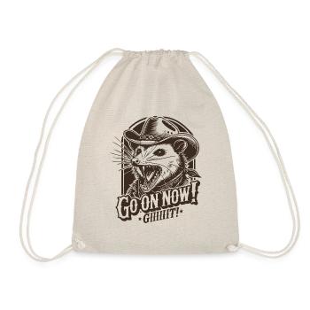 Vintage Go on Now Git Funny Cowboy Opossum Meme - Drawstring Bag - nature - Front