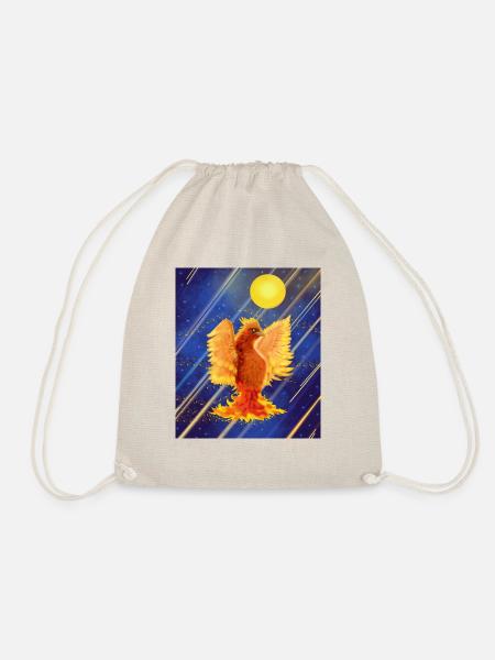 Cosmic Glowing Firebird: Cyber-Semurg - Drawstring Bag - nature