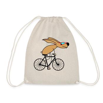 Fahrrad Hase - Turnbeutel - Natur - Vorne