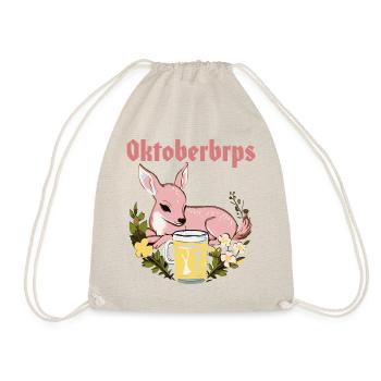 Pink fawn Bambi Oktoberbrps on meadow - Drawstring Bag - nature - Front