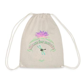 GRACE for NATURE Water Lily with Leaves Dragonfly - Drawstring Bag - nature - Front