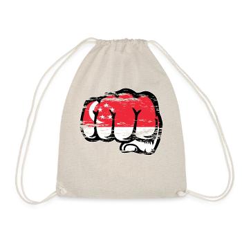 Singapur Flagge Faust Hand used - Turnbeutel - Natur - Vorne