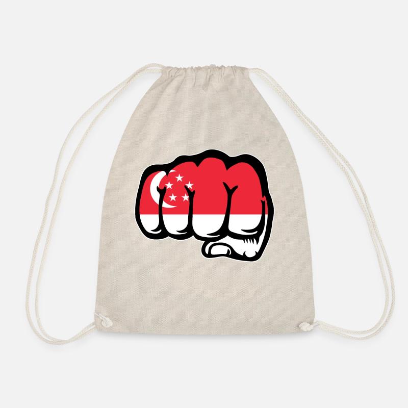 Singapur Flagge Faust Hand - Turnbeutel - Natur