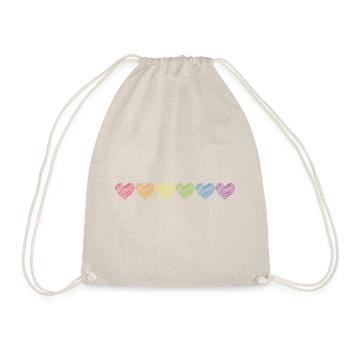 Pride Hearts Doodle Hearts Rainbow Colors - Drawstring Bag - nature - Front