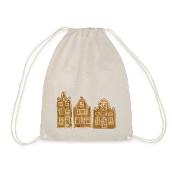 Gingerbread houses Amsterdam gingerbred house xmas - Drawstring Bag - nature - Front