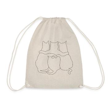 3 Cats together| Cats Line drawing - Drawstring Bag - nature - Front