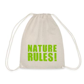NATURE RULES! - used look green - nature is great! - Drawstring Bag - nature - Front