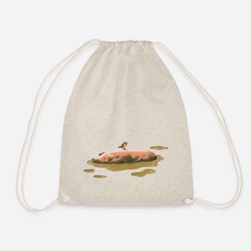 Pig in the dirt - Drawstring Bag - nature