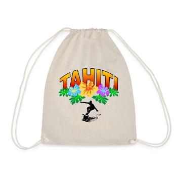 tahiti surfing - Drawstring Bag - nature - Front