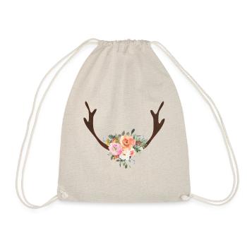 Deer antler flowers customizable - Drawstring Bag - nature - Front