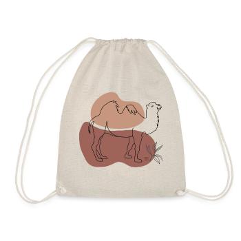 "Camel", Boho Line Art Design, Series "Desert" - Drawstring Bag - nature - Front