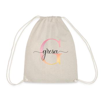 G | Monogramm | Name | Gresa | Watercolor - Turnbeutel - Natur - Vorne
