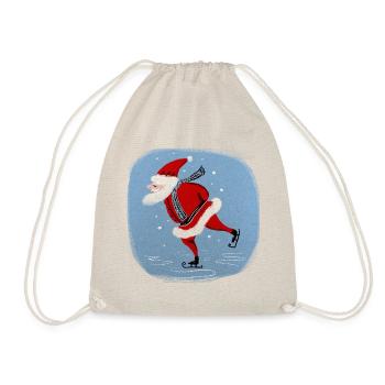 Weihnachtsmann auf Kufen - Turnbeutel - Natur - Vorne