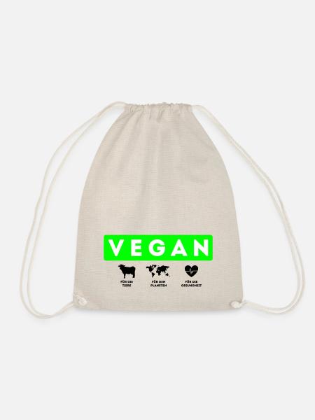 Vegan, Tiere Planeten Gesundheit - Turnbeutel - Natur