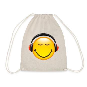 Smiley Glossy Headphones on - Drawstring Bag - nature - Front