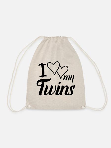 hearts i love my twins - Turnbeutel - Natur