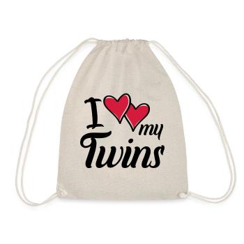 i love my twins hearts - Turnbeutel - Natur - Vorne