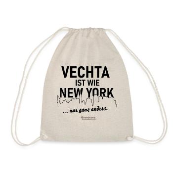 Vechta T-Shirt Spruch wie New York - Turnbeutel - Natur - Vorne