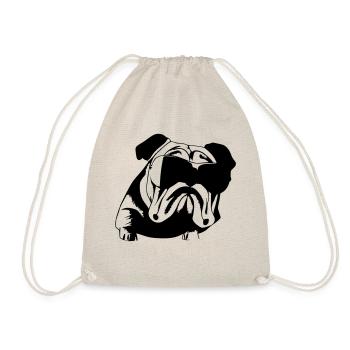 Bulldog dog dogs with sunglasses cool vector - Drawstring Bag - nature - Front