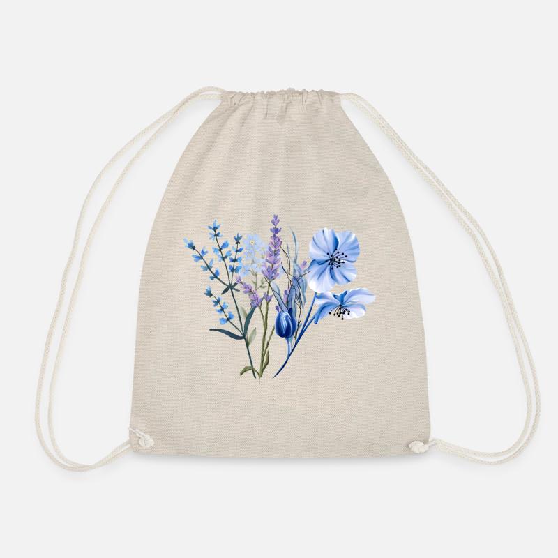 Einfaches Aquarell wilde blaue Blumen - Turnbeutel - Natur
