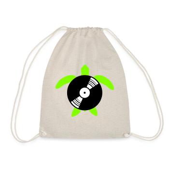 Water Turtle Vinyl Record Music DJ Club - Drawstring Bag - nature - Front
