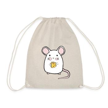 Mouse with cheese / mouse - Drawstring Bag - nature - Front