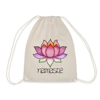 Lotusbluete Schriftzug Namaste yoga symbol - Turnbeutel - Natur - Vorne