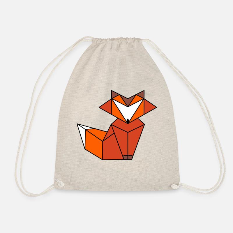 Fox origami style - Drawstring Bag - nature
