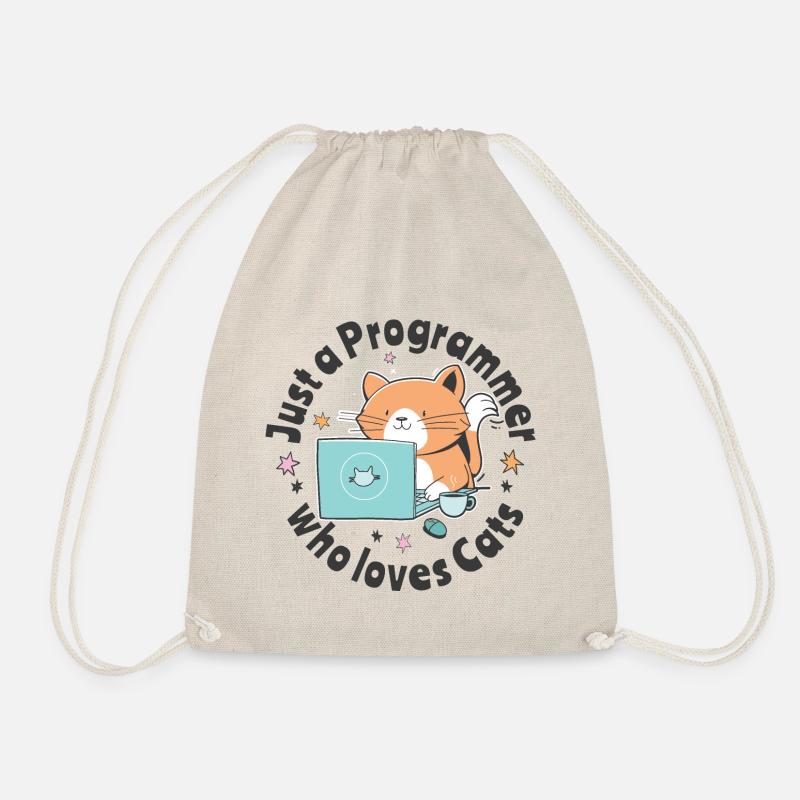 Just a programmer who loves cats - Drawstring Bag - nature