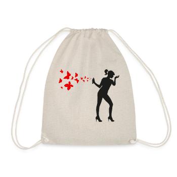 Frau Silhouette Schmetterlinge spray - Turnbeutel - Natur - Vorne